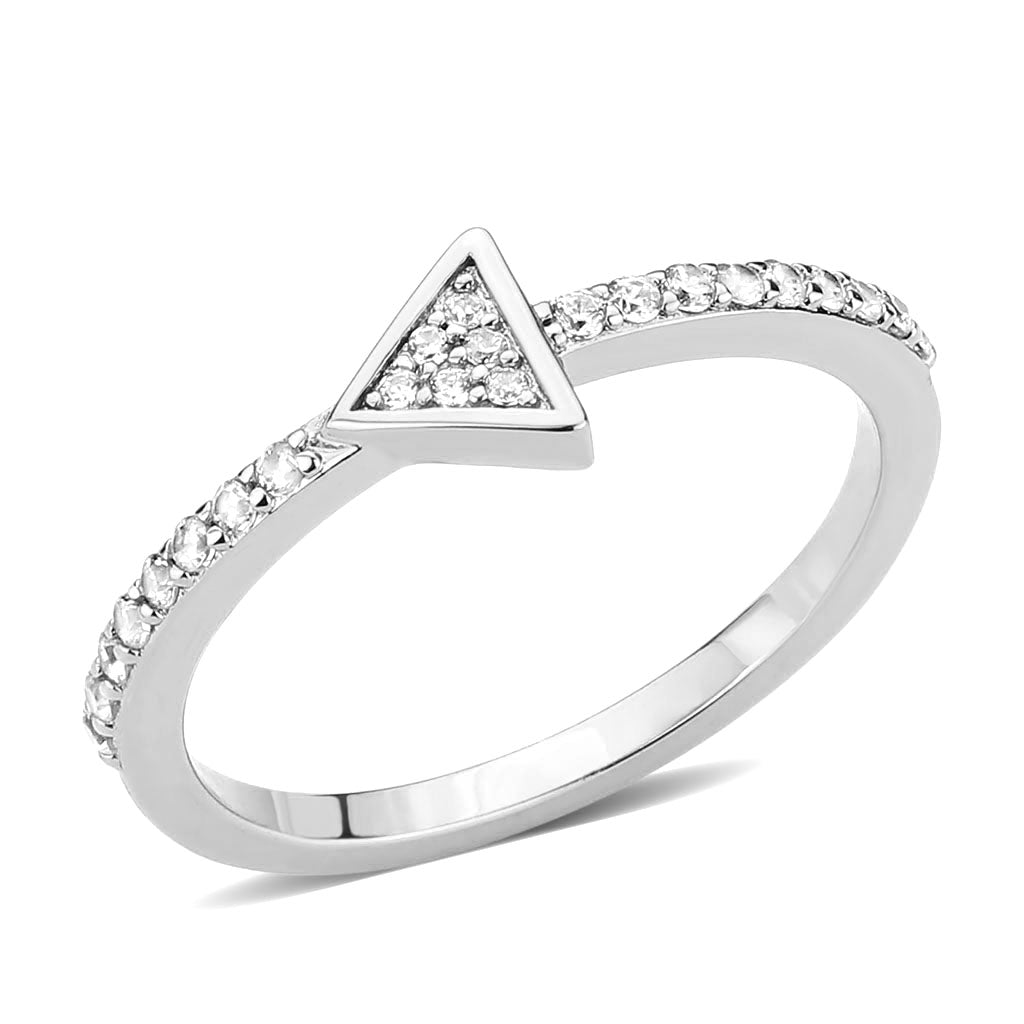Rhodium Brass Ring with AAA Grade CZ in Clear
