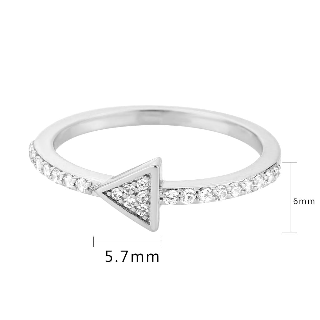 Rhodium Brass Ring with AAA Grade CZ in Clear