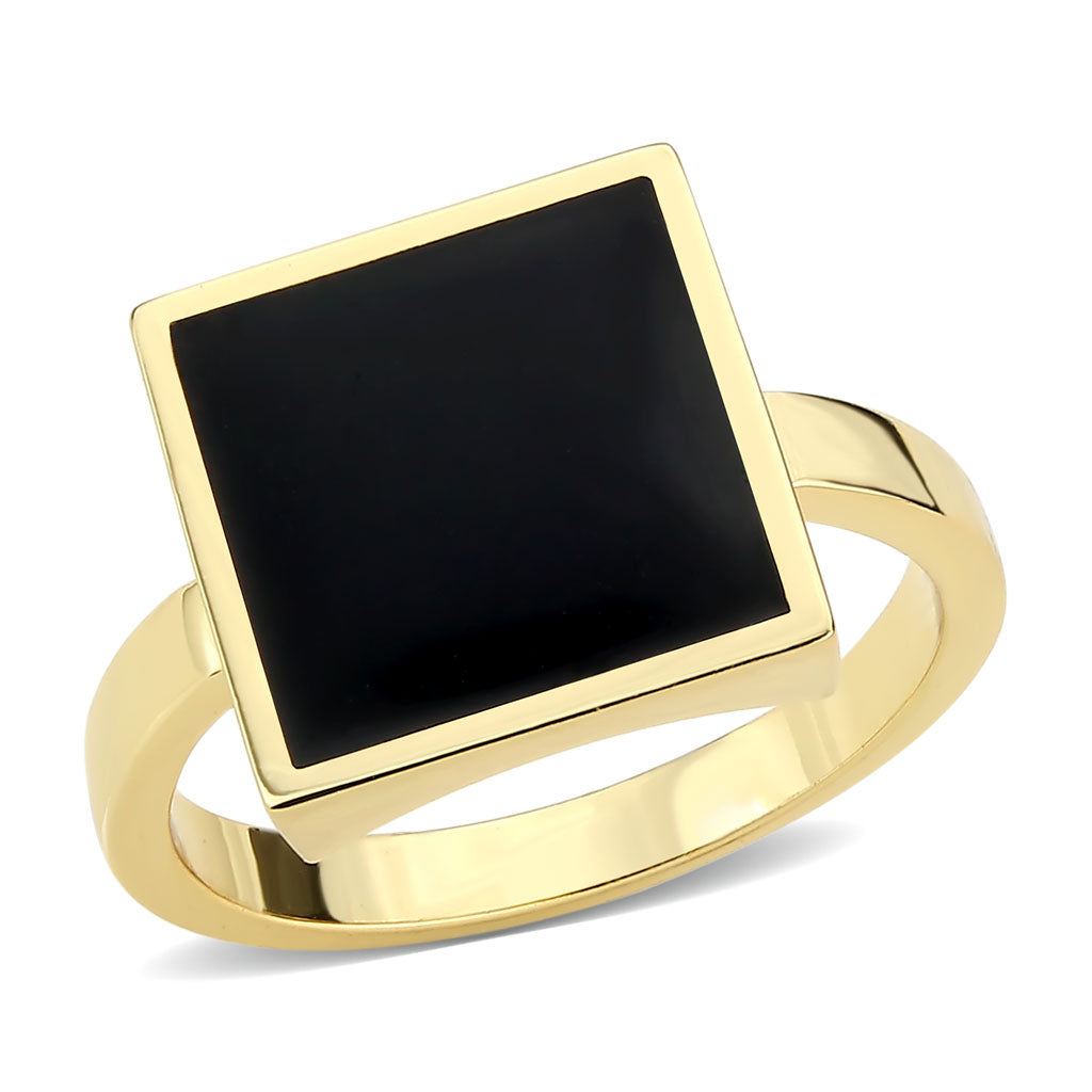 Flash Gold Brass Ring with Epoxy in Jet