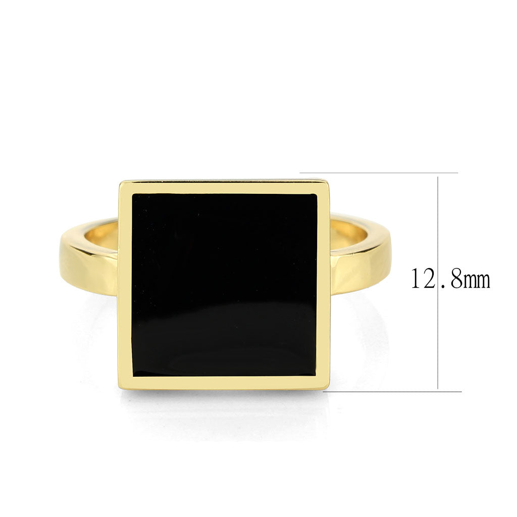 Flash Gold Brass Ring with Epoxy in Jet