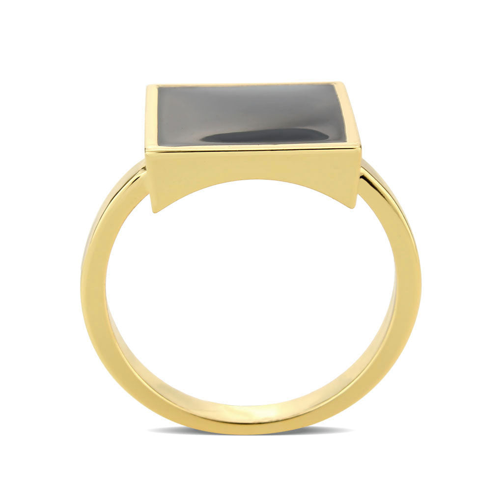 Flash Gold Brass Ring with Epoxy in Jet