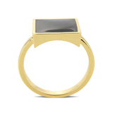 Flash Gold Brass Ring with Epoxy in Jet