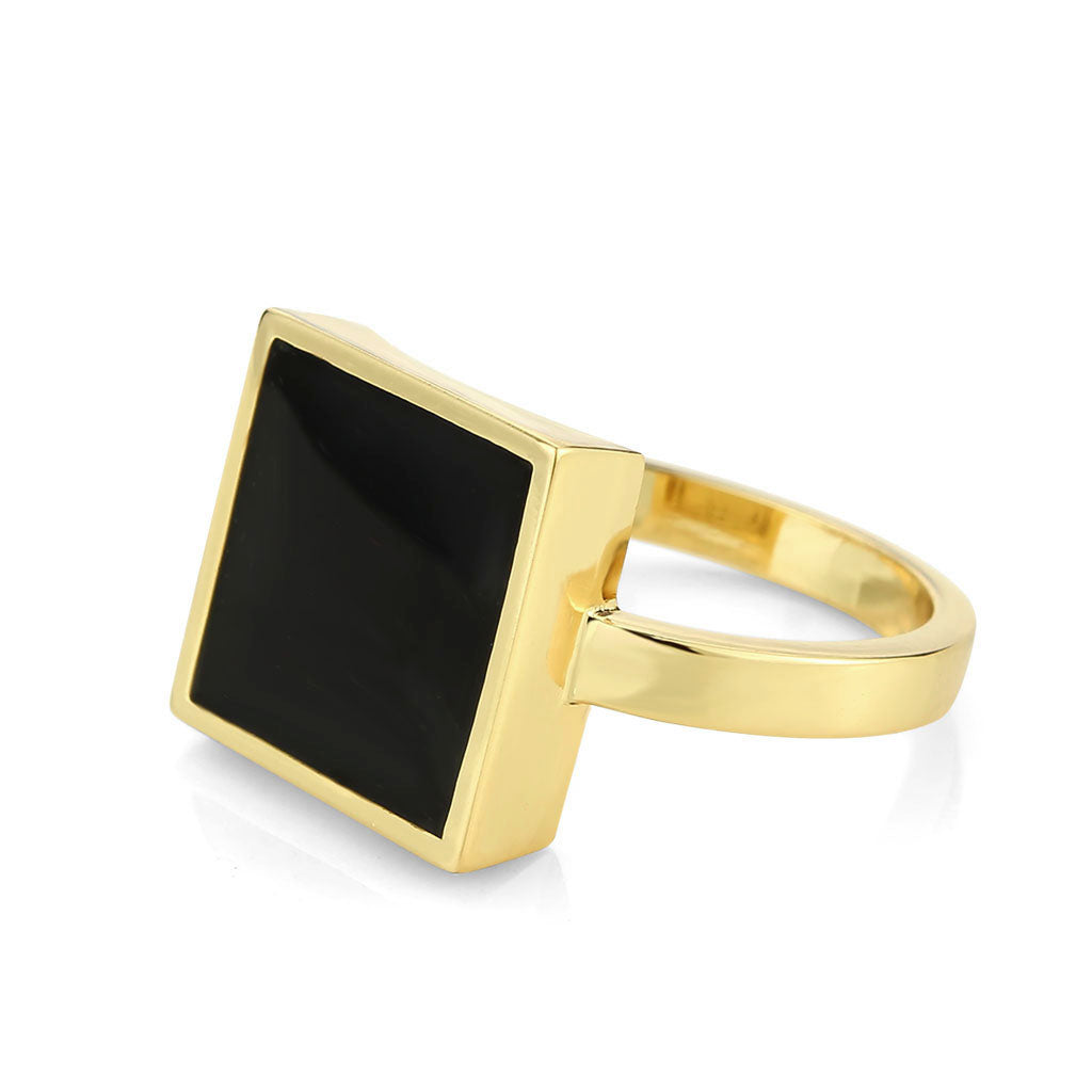Flash Gold Brass Ring with Epoxy in Jet