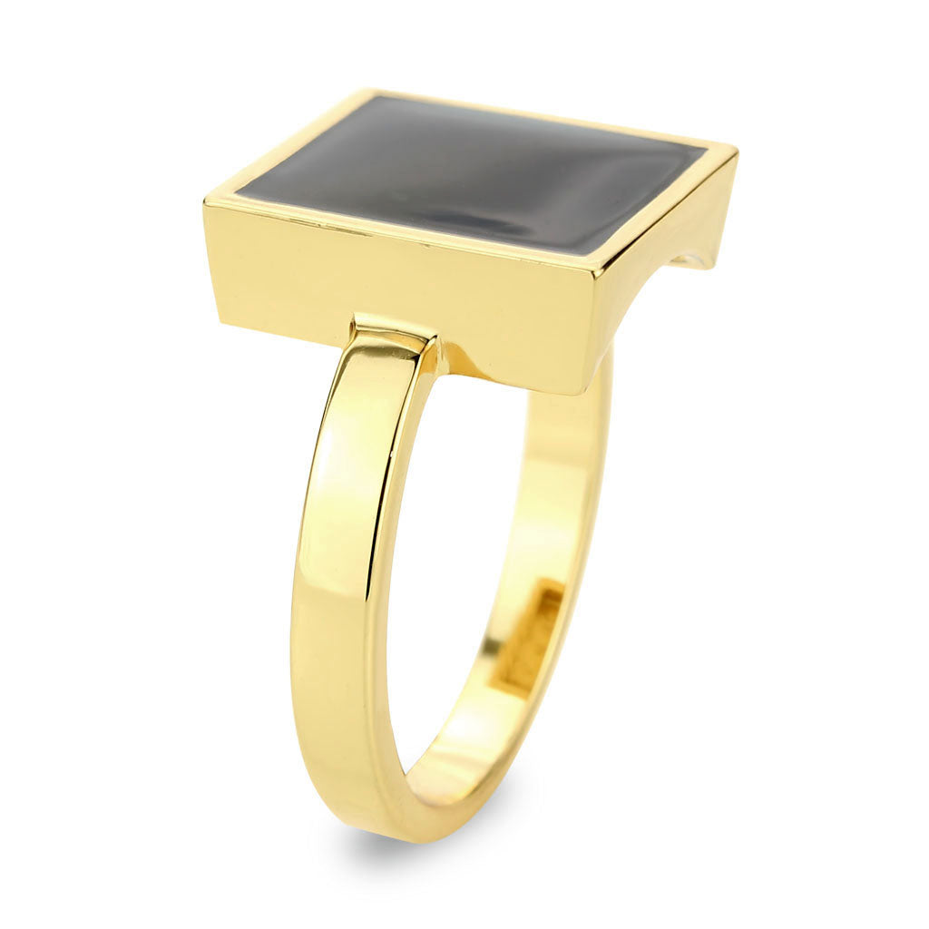 Flash Gold Brass Ring with Epoxy in Jet