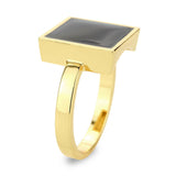 Flash Gold Brass Ring with Epoxy in Jet
