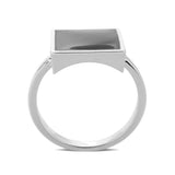 Rhodium Brass Ring with Epoxy in Jet