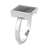 Rhodium Brass Ring with Epoxy in Jet