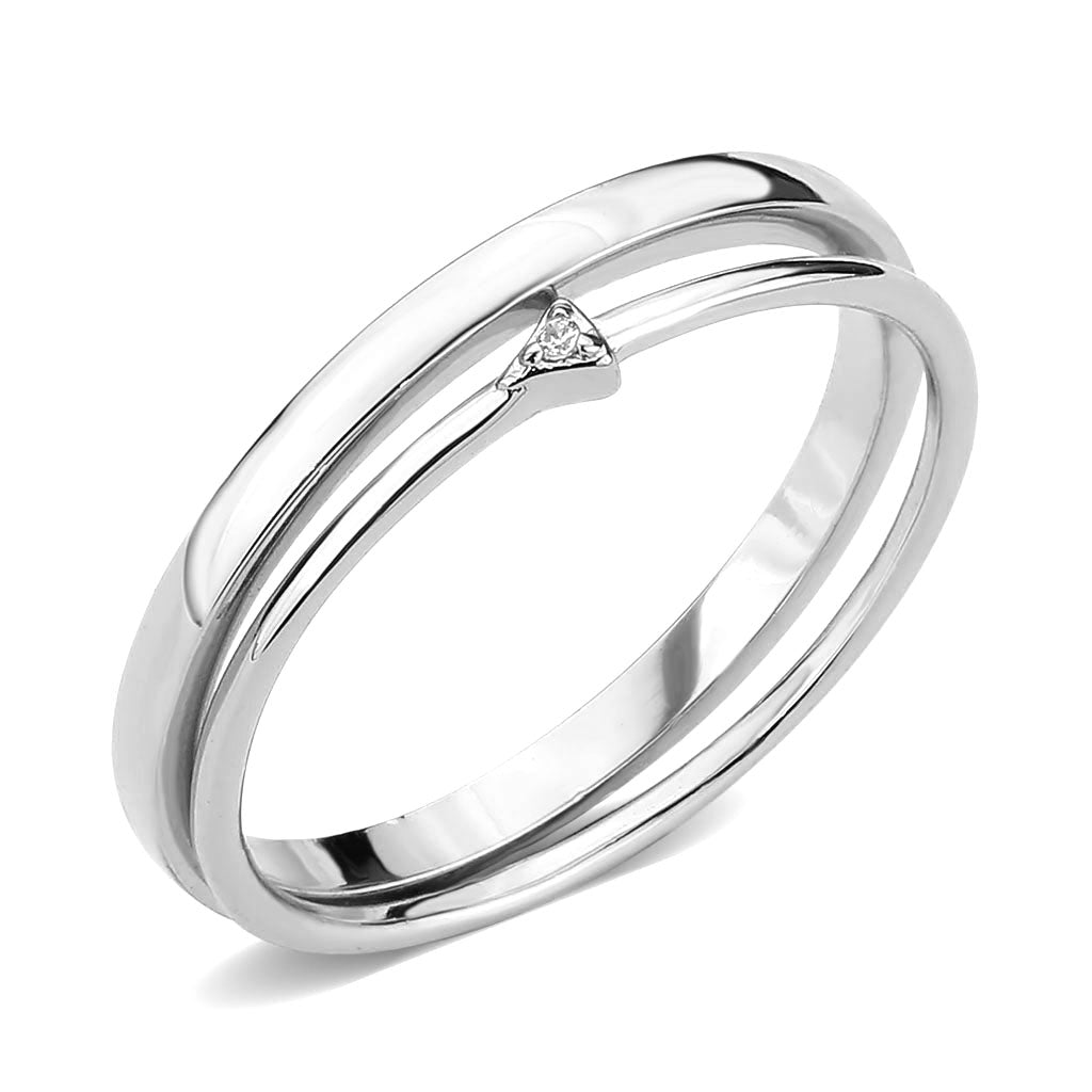 Rhodium Brass Ring with AAA Grade CZ in Clear