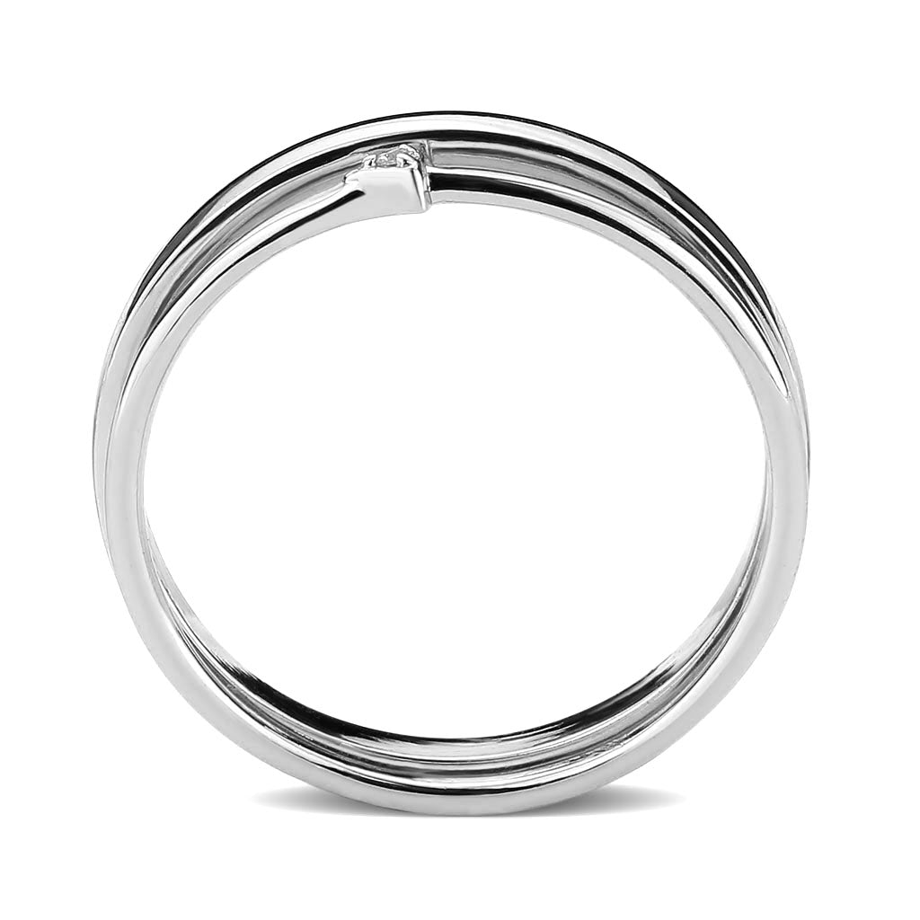 Rhodium Brass Ring with AAA Grade CZ in Clear