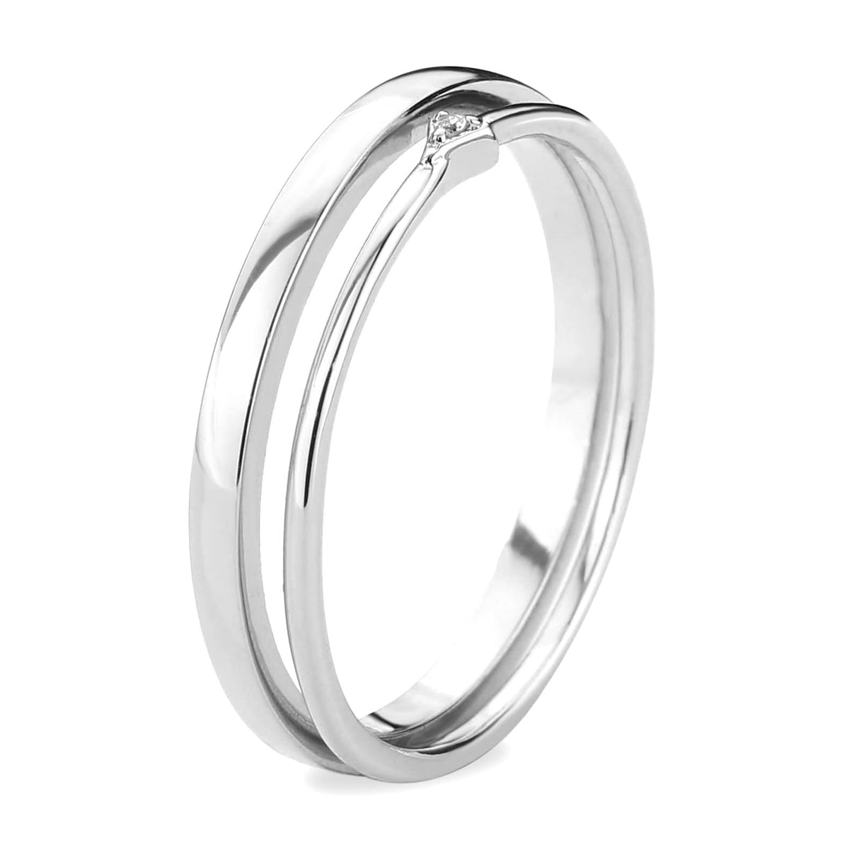 Rhodium Brass Ring with AAA Grade CZ in Clear