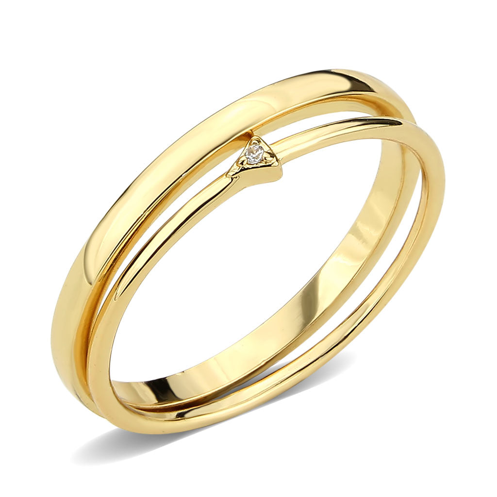 Flash Gold Brass Ring with AAA Grade CZ in Clear