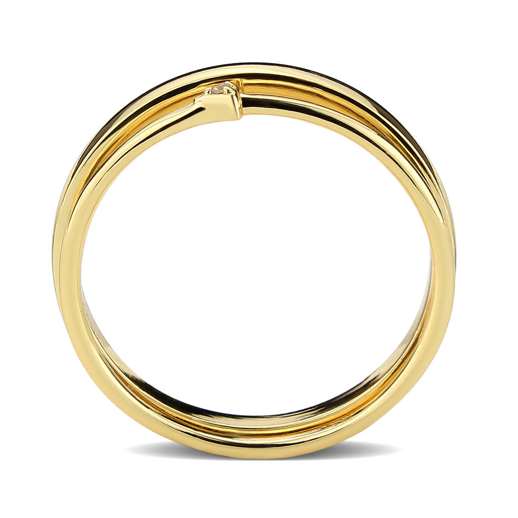 Flash Gold Brass Ring with AAA Grade CZ in Clear
