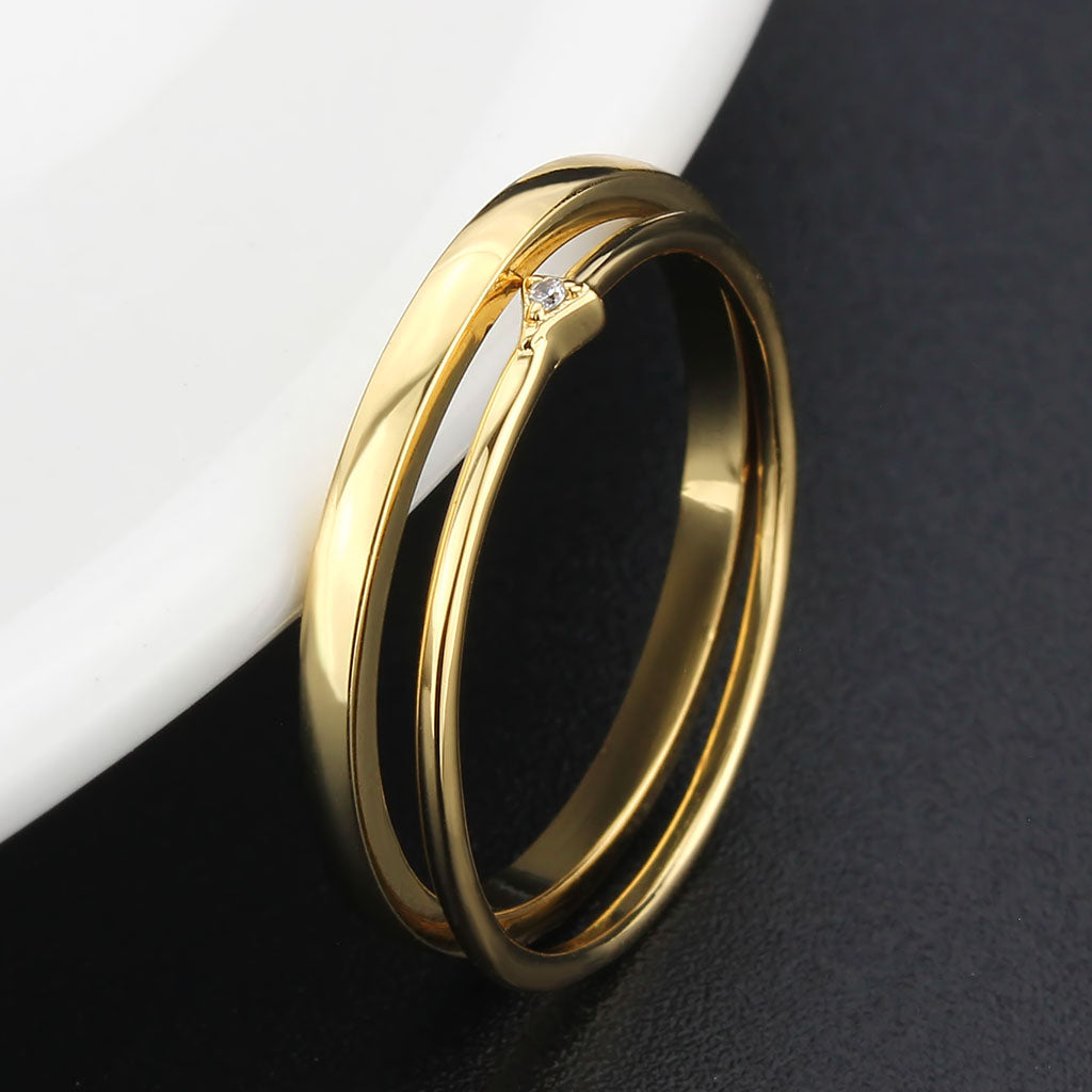 Flash Gold Brass Ring with AAA Grade CZ in Clear