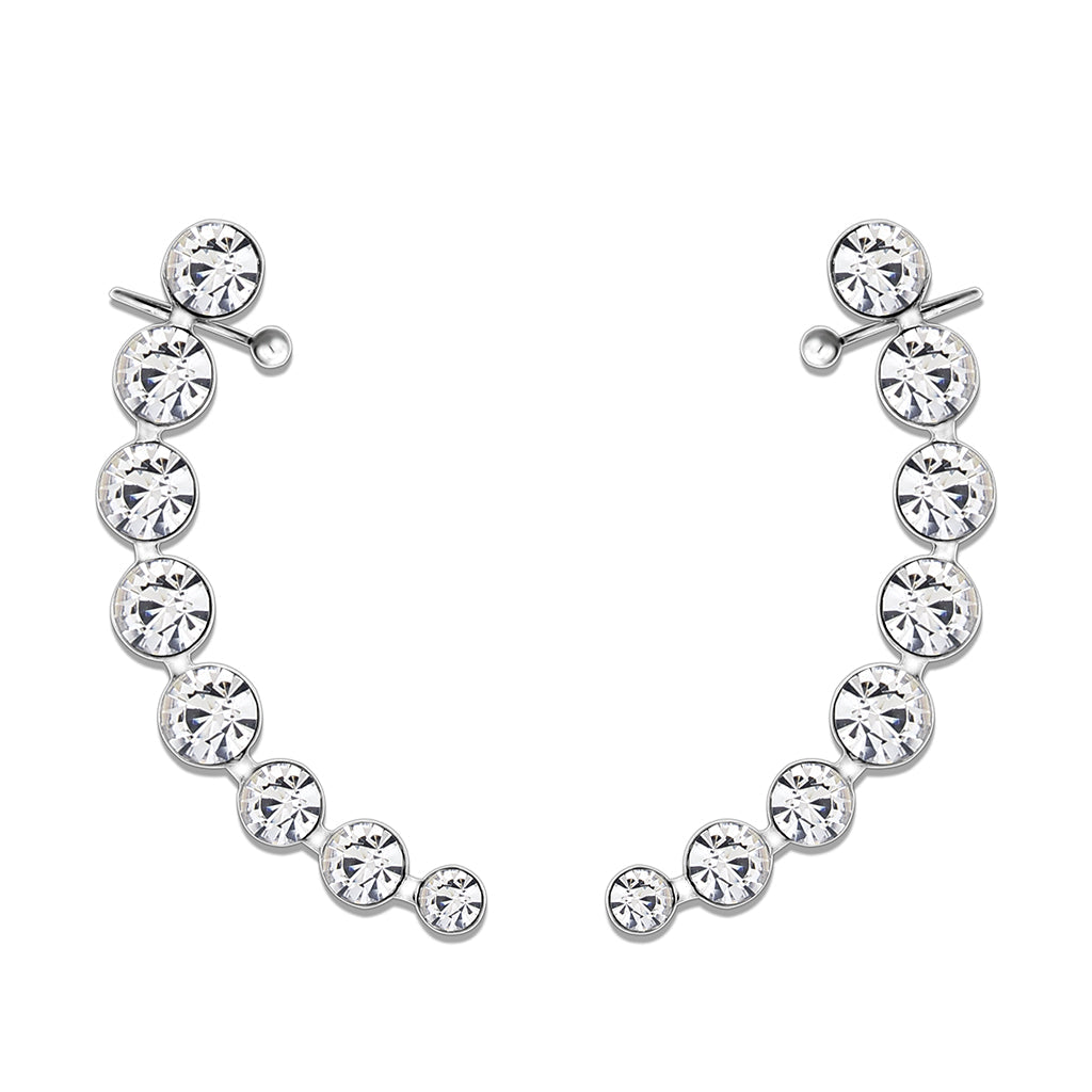 High polished (no plating) Stainless Steel Earring with Top Grade Crystal in Clear