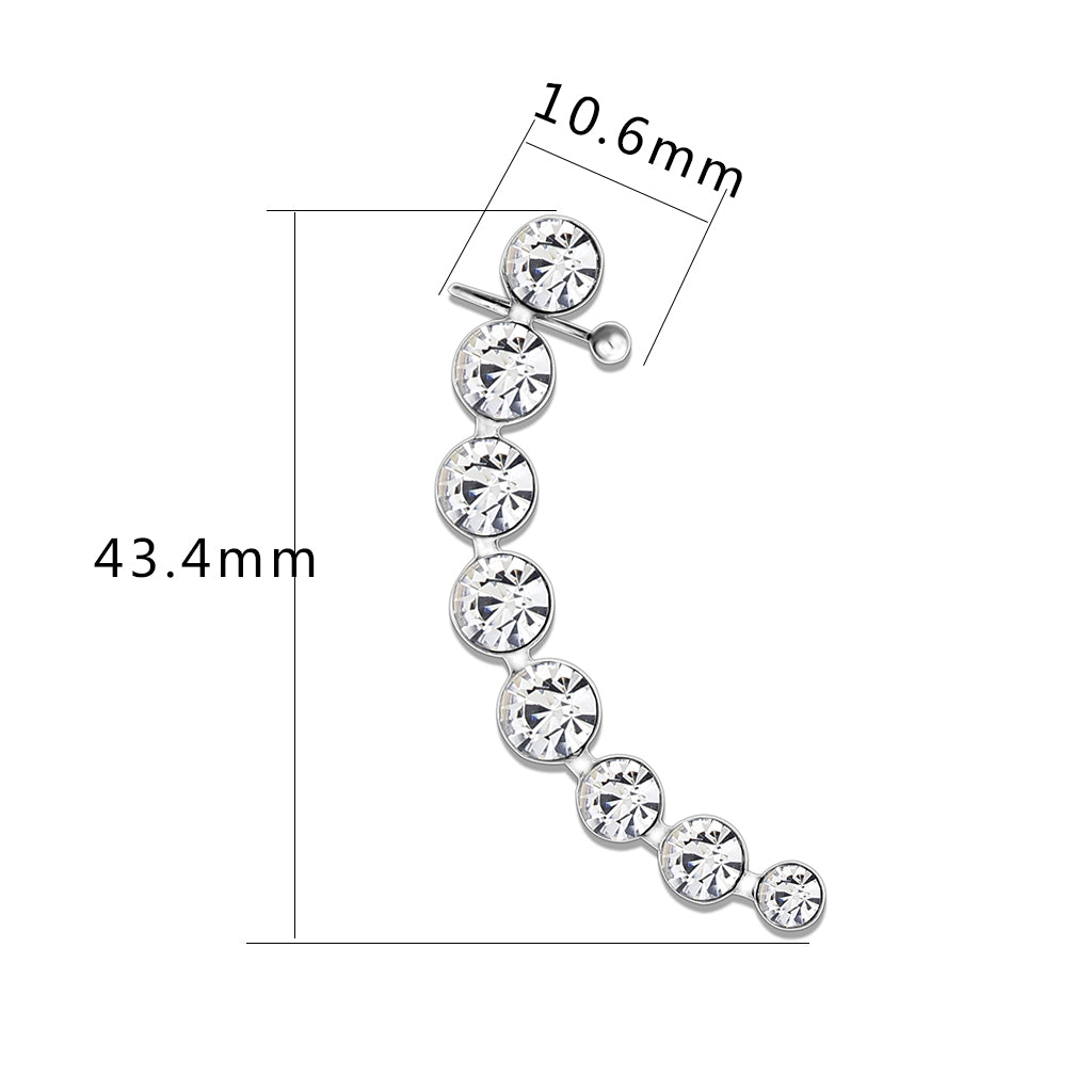 High polished (no plating) Stainless Steel Earring with Top Grade Crystal in Clear
