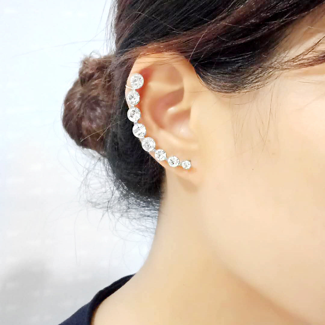 High polished (no plating) Stainless Steel Earring with Top Grade Crystal in Clear