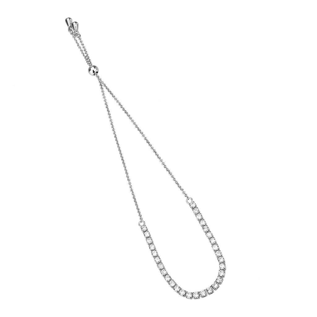 Rhodium Brass Bracelet with AAA Grade CZ in Clear