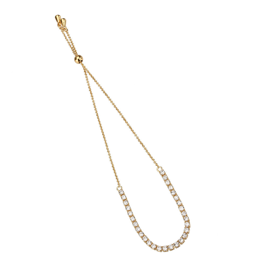 Rose Gold Brass Bracelet with AAA Grade CZ in Clear