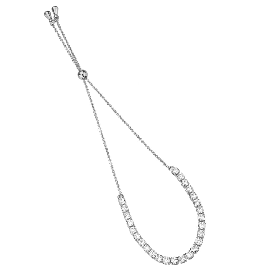 Rhodium Brass Bracelet with AAA Grade CZ in Clear