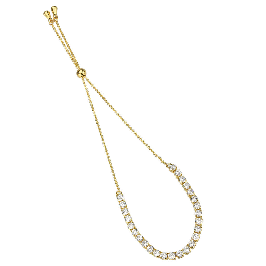 Gold Brass Bracelet with AAA Grade CZ in Clear