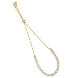Gold Brass Bracelet with AAA Grade CZ in Clear