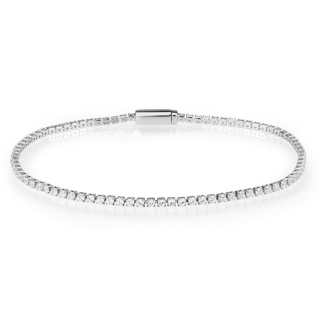 Rhodium Brass Bracelet with AAA Grade CZ in Clear