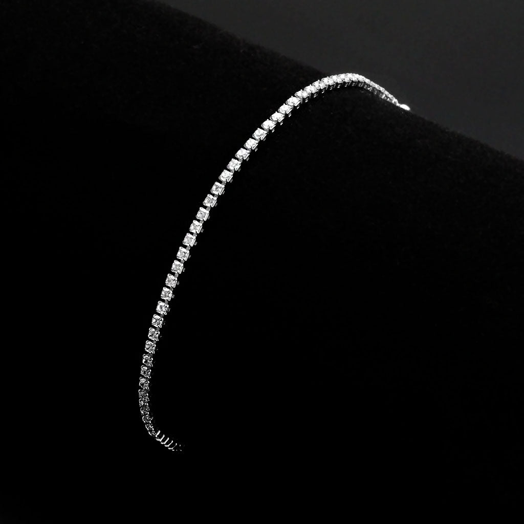 Rhodium Brass Bracelet with AAA Grade CZ in Clear