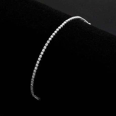 Rhodium Brass Bracelet with AAA Grade CZ in Clear