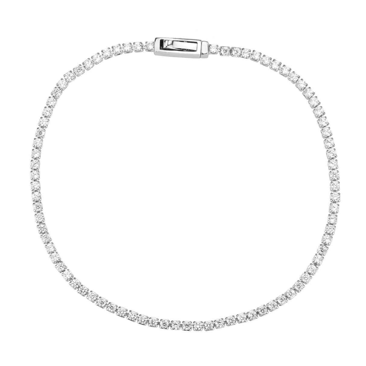 Rhodium Brass Bracelet with AAA Grade CZ in Clear