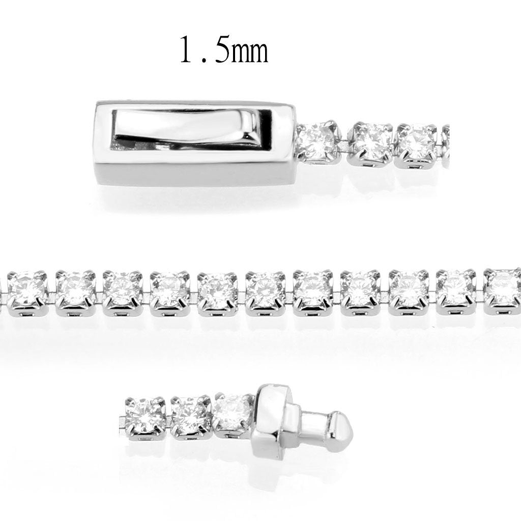 Rhodium Brass Bracelet with AAA Grade CZ in Clear