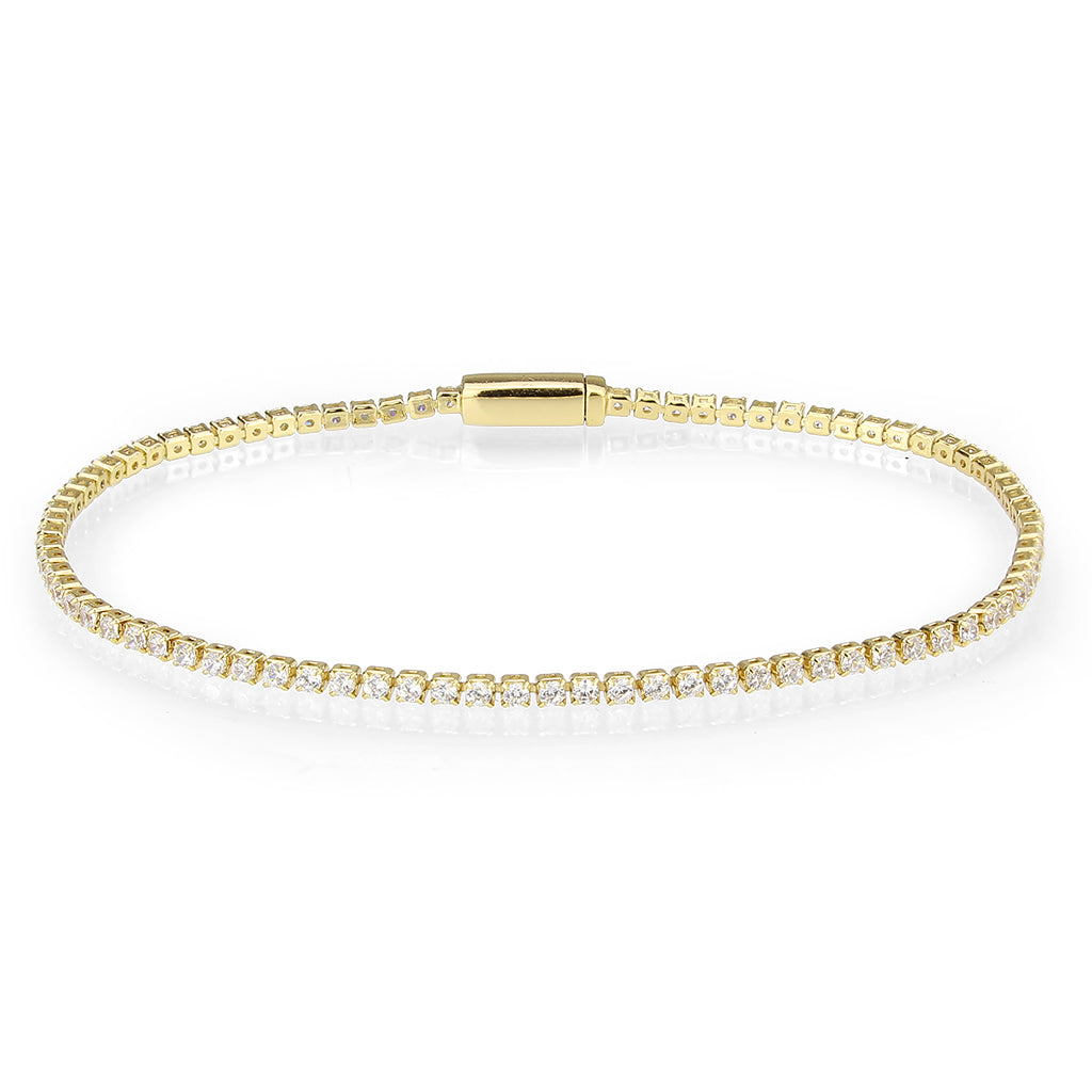 Gold Brass Bracelet with AAA Grade CZ in Clear