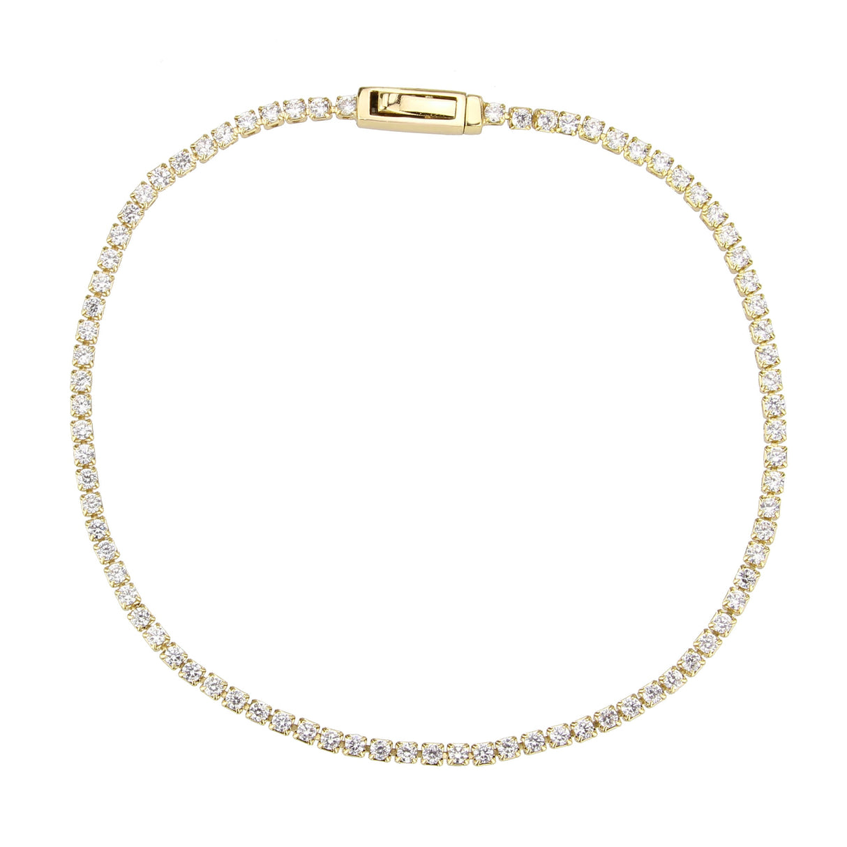 Gold Brass Bracelet with AAA Grade CZ in Clear