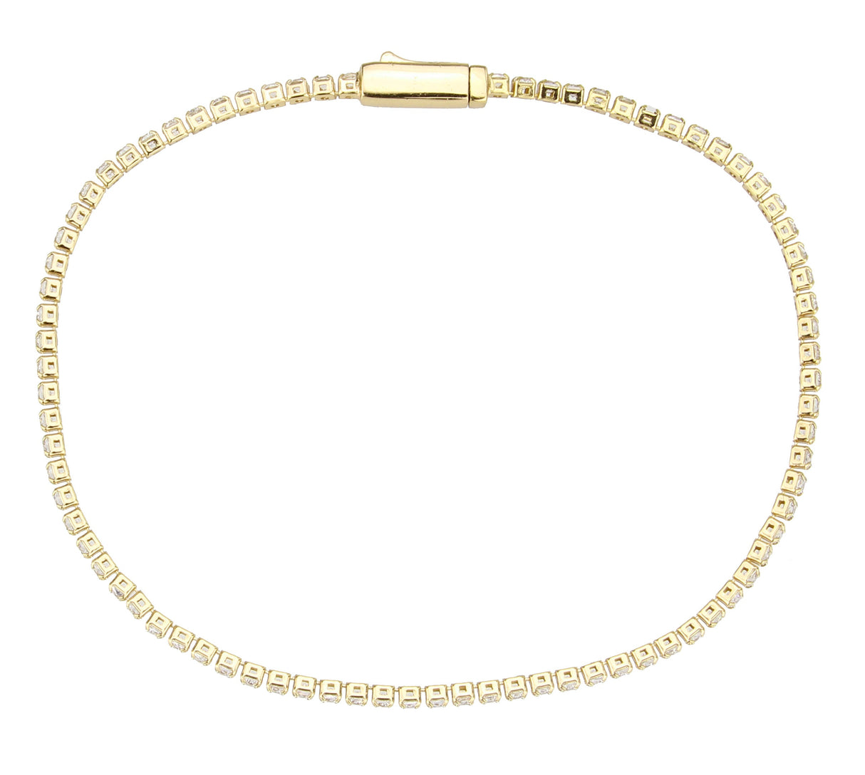 Gold Brass Bracelet with AAA Grade CZ in Clear