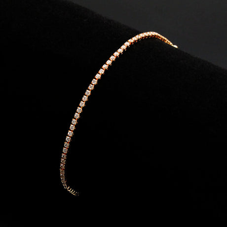 Rose Gold Brass Bracelet with AAA Grade CZ in Clear