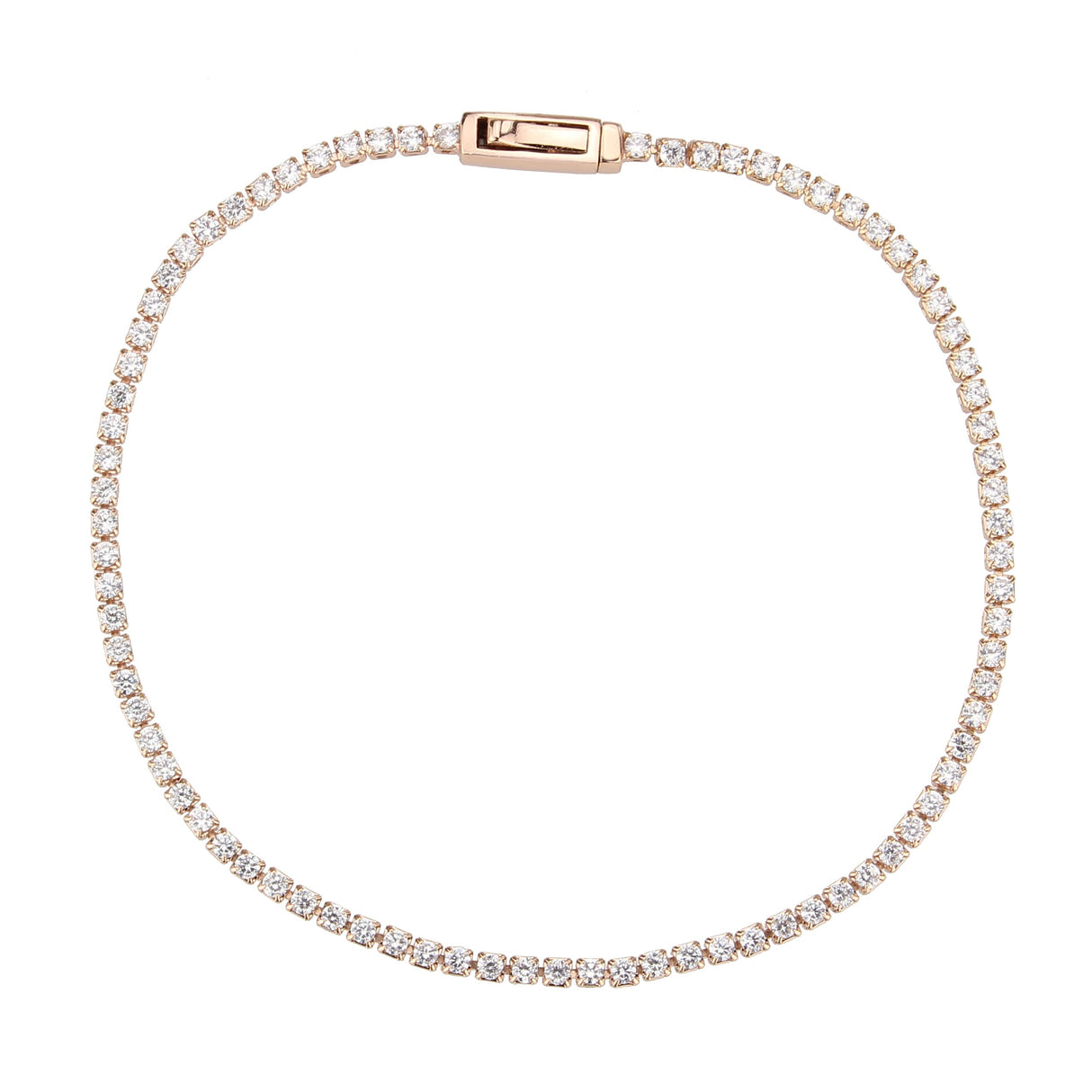 Rose Gold Brass Bracelet with AAA Grade CZ in Clear