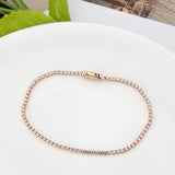 Rose Gold Brass Bracelet with AAA Grade CZ in Clear