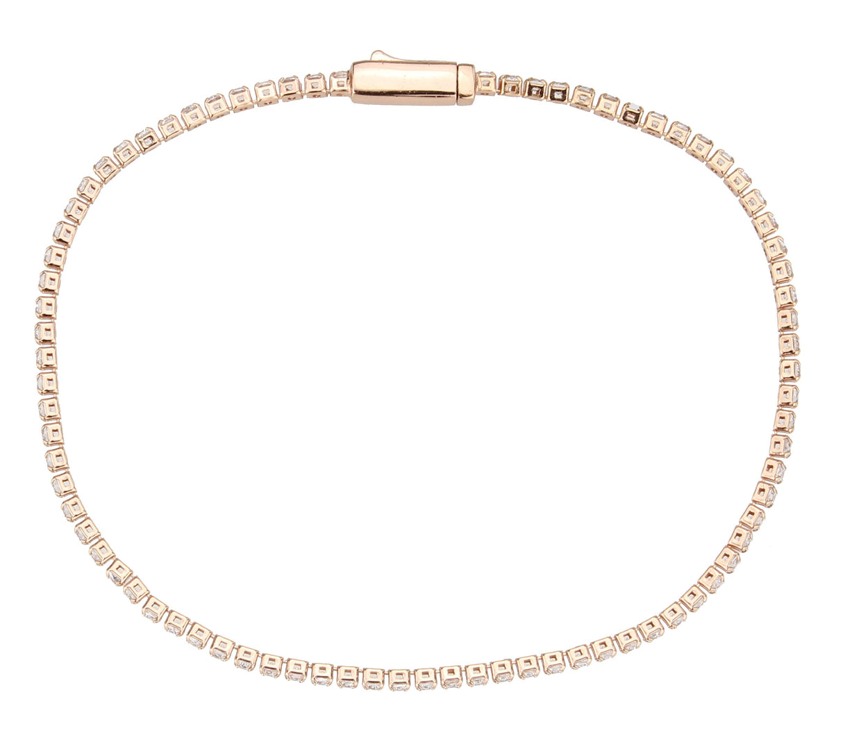 Rose Gold Brass Bracelet with AAA Grade CZ in Clear