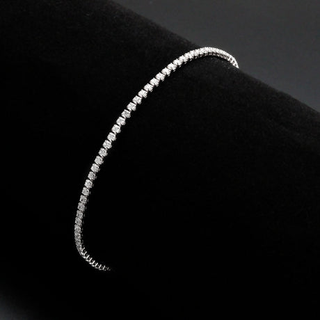 Rhodium Brass Bracelet with AAA Grade CZ in Clear