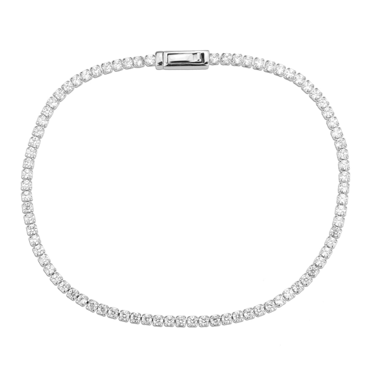 Rhodium Brass Bracelet with AAA Grade CZ in Clear
