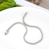 Rhodium Brass Bracelet with AAA Grade CZ in Clear
