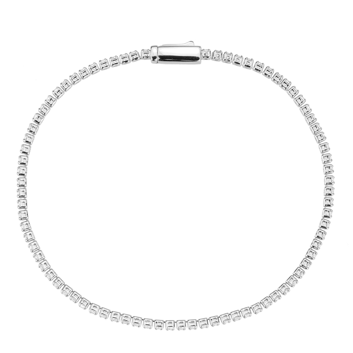 Rhodium Brass Bracelet with AAA Grade CZ in Clear