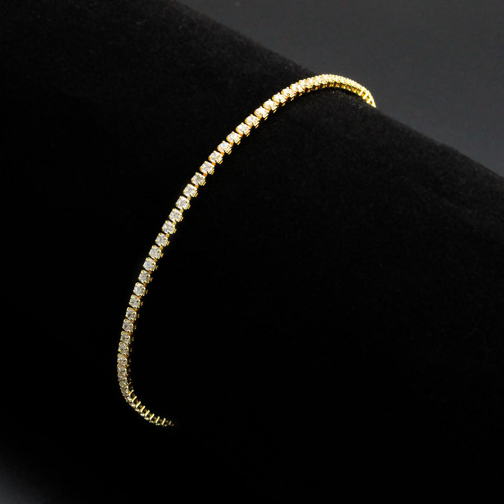 Gold Brass Bracelet with AAA Grade CZ in Clear