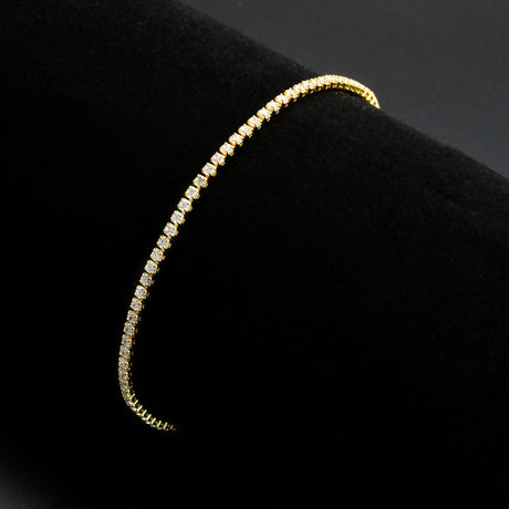 Gold Brass Bracelet with AAA Grade CZ in Clear