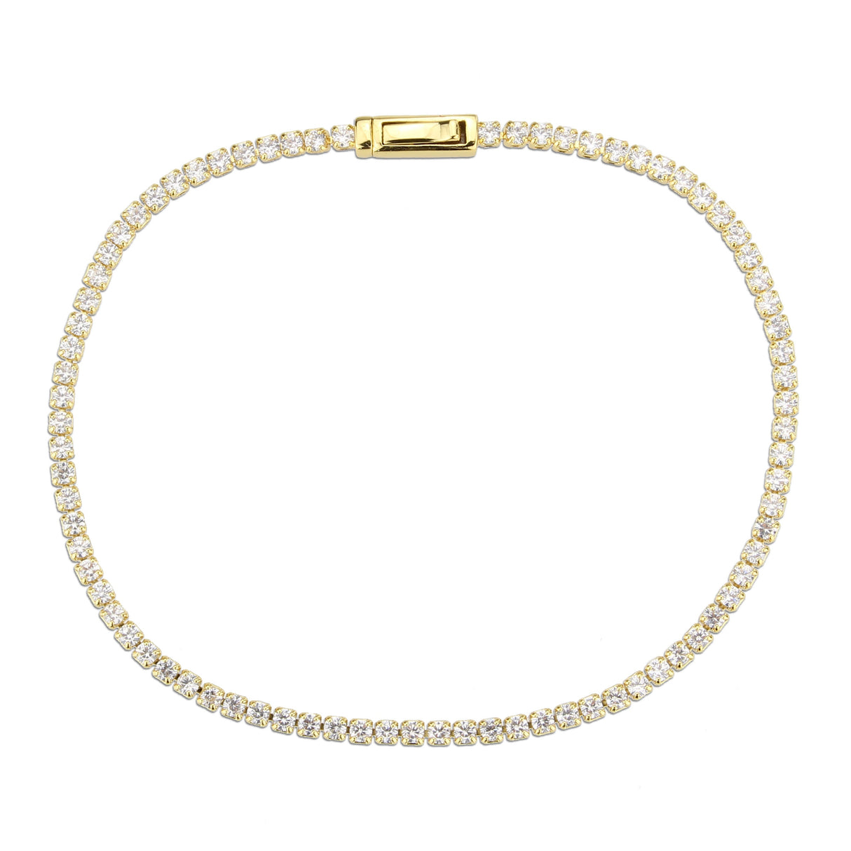 Gold Brass Bracelet with AAA Grade CZ in Clear