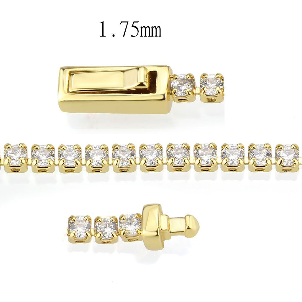 Gold Brass Bracelet with AAA Grade CZ in Clear