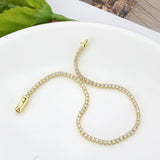 Gold Brass Bracelet with AAA Grade CZ in Clear