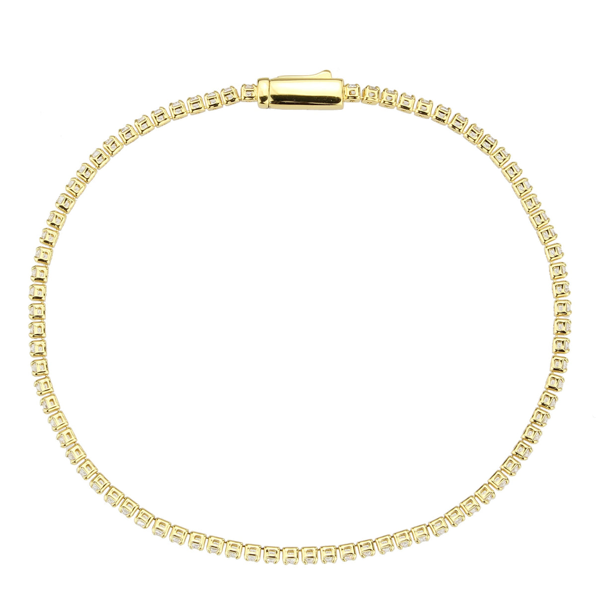 Gold Brass Bracelet with AAA Grade CZ in Clear
