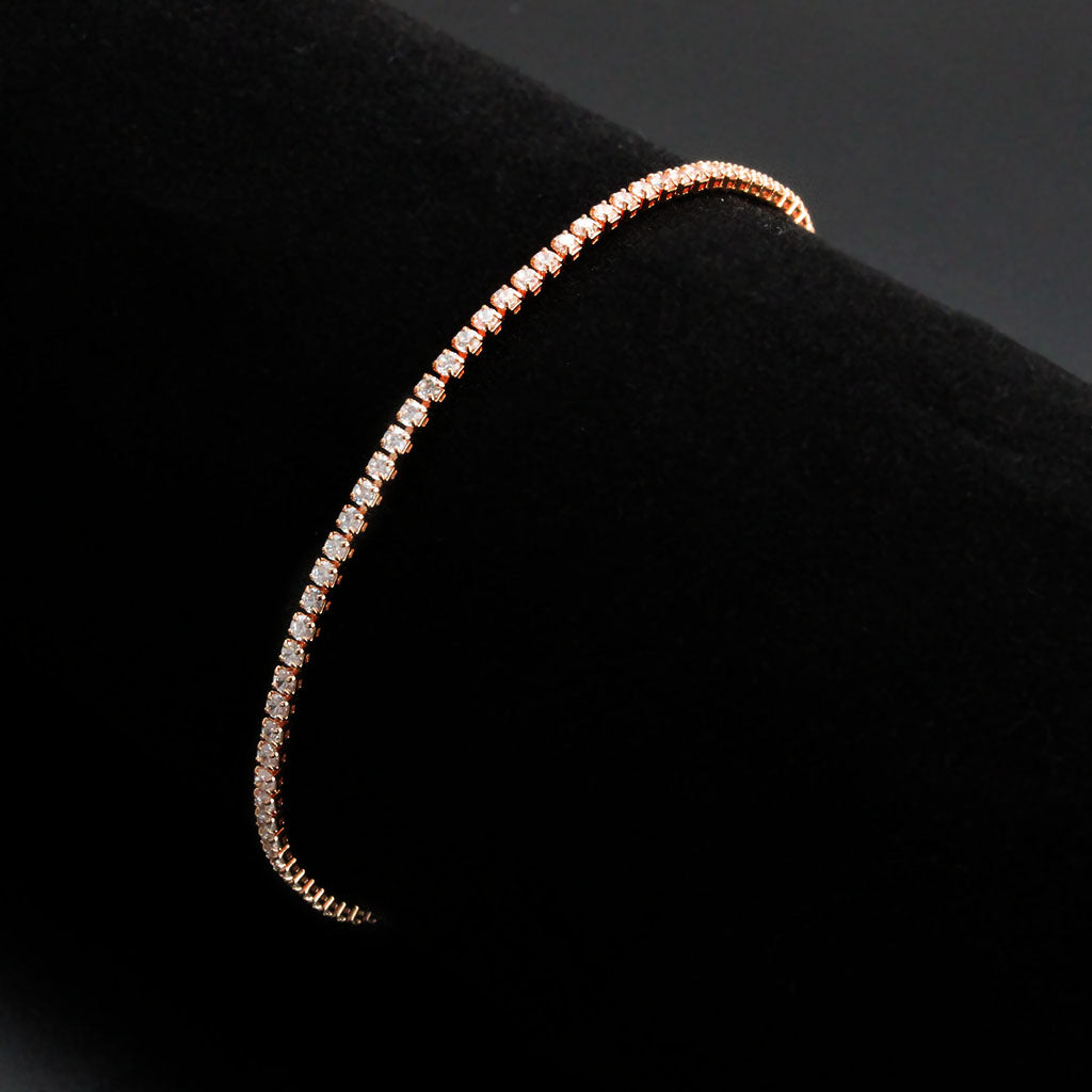 Rose Gold Brass Bracelet with AAA Grade CZ in Clear