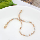 Rose Gold Brass Bracelet with AAA Grade CZ in Clear