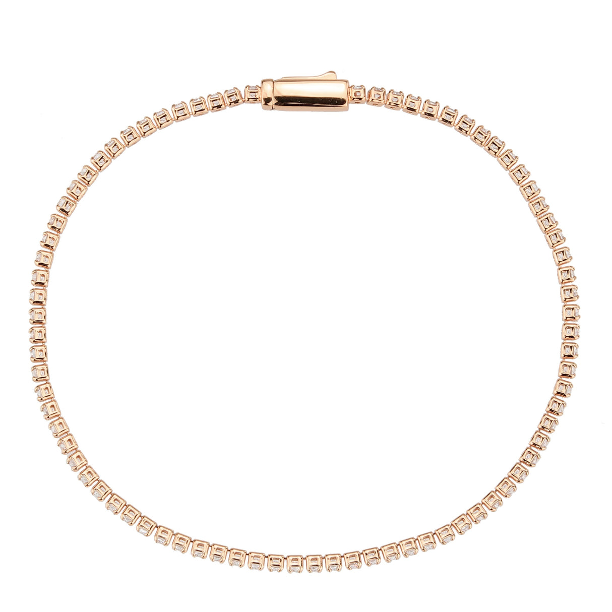 Rose Gold Brass Bracelet with AAA Grade CZ in Clear